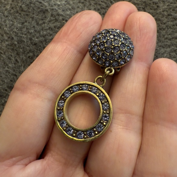 Heidi Daus Earrings Signed Swarovski Clip On Convertible Blue & Violet LIKE NEW - Picture 4 of 11